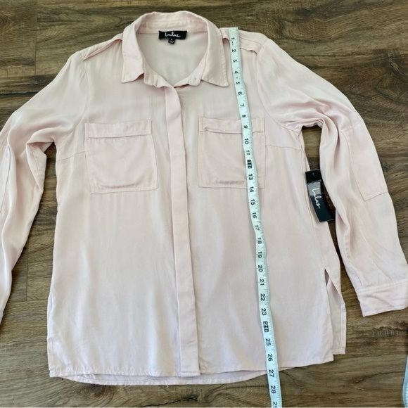 LULU’S Chic Pursuit Long Sleeve Button down Top in Light Blush Pink Size S NWT - Picture 9 of 11